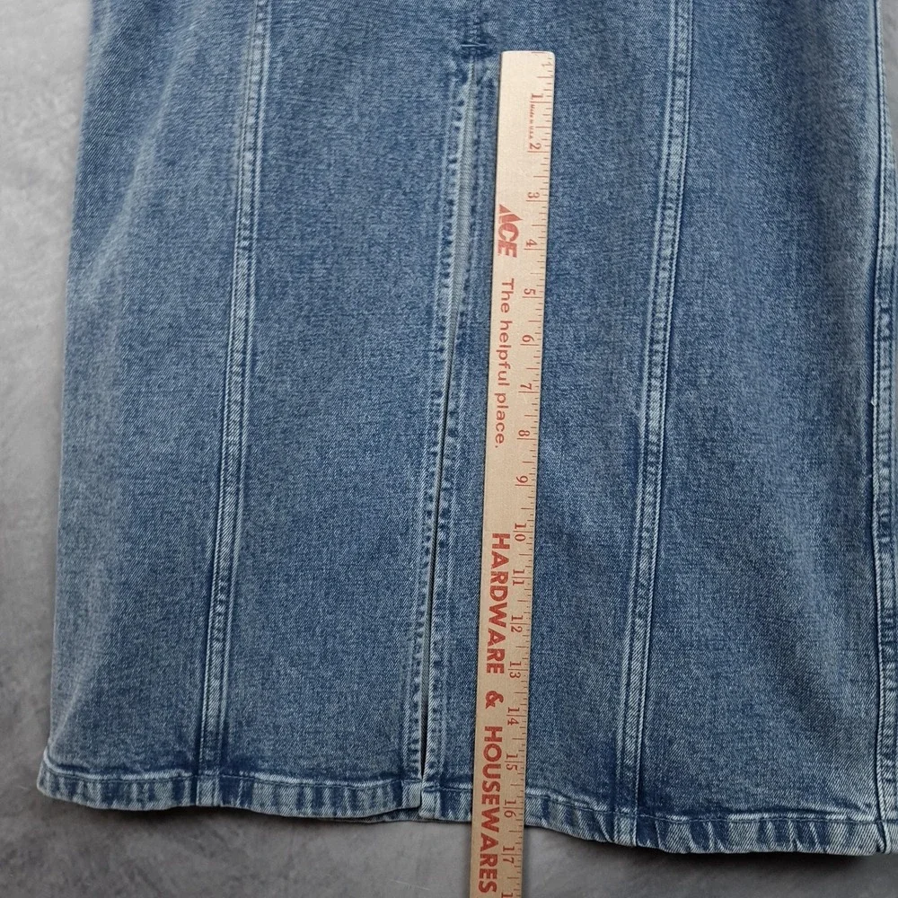 Abercrombie & Fitch Dress Womens XS Blue Denim Colomn Bodycon Midi Square Neck - Picture 14 of 16